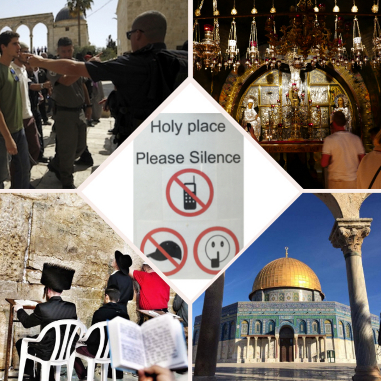 Collage til projektet – hellige steder i Jerusalem.